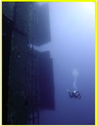 Scuba Diver on Zenobia Wreck in Cyprus